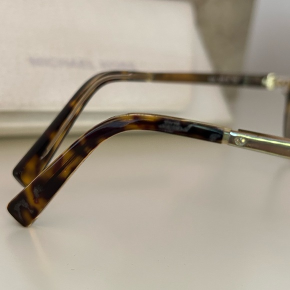 Michael Kors Tortoiseshell Brown and Gold Rectangular Eyeglasses - Picture 5 of 9